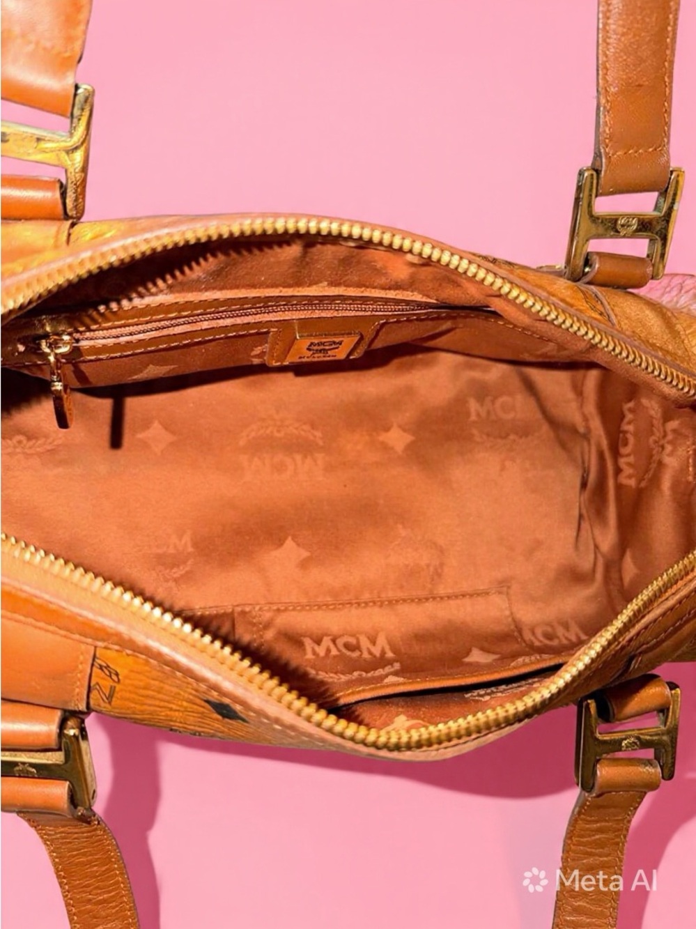 Authentic MCM Cognac Visetos Barrel Bag - Gently Used - Picture 2 of 7